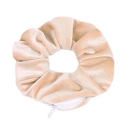 Scrunchie met rits - beige