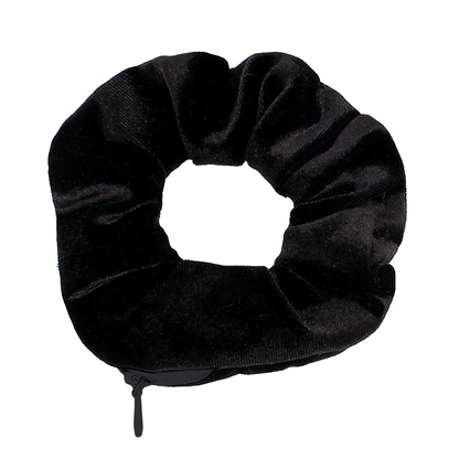 Scrunchie met rits - zwart